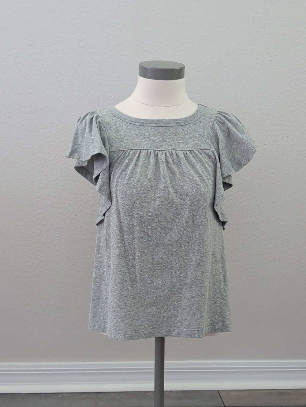 LOFT Heather Gray Ruffle Sleeve Tee